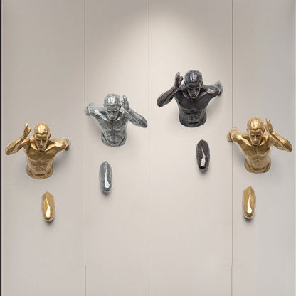 Moderne wanddecoratie beeld - abstracte lopende figuur in hars