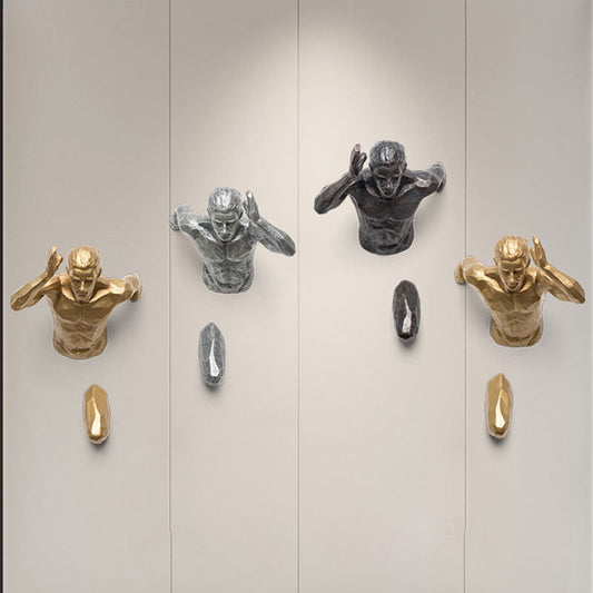 Moderne wanddecoratie beeld - abstracte lopende figuur in hars