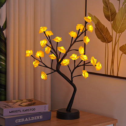 Tafellamp Bloemenboom Rozen LED USB - Sfeerverlichting Decoratie - Kleurrijk