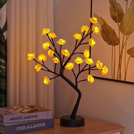 Tafellamp Bloemenboom Rozen LED USB - Sfeerverlichting Decoratie - Kleurrijk