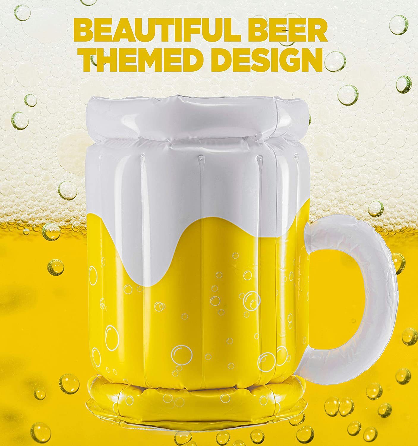 Opblaasbaar Bierglas Koeler - Grote Drankdrijver voor Feest & Zwembad - 45 cm