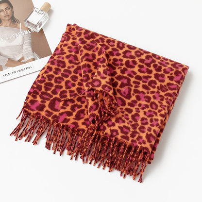 Dames sjaal met luipaardprint – Warm polyester – Retro Europees design