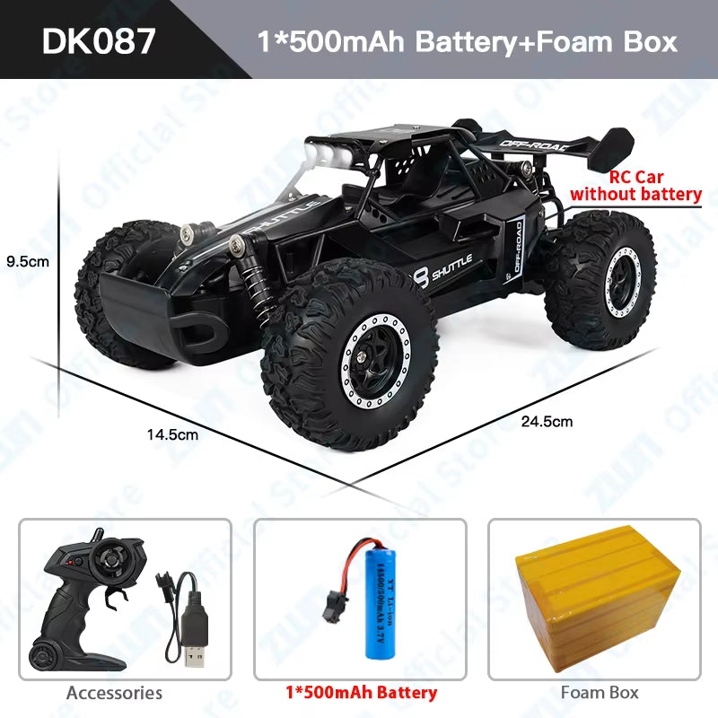 1:16 2.4Gh Model RC Car with LED Lights 2WD Off-Road Remote Control Climbing Vehicle Outdoor Cars Toys for Boys Girls Gifts