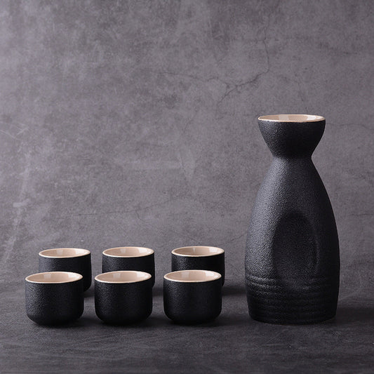 Japans Sake Complete Set - Keramiek - Vintage Look - 6 Cups
