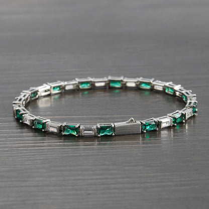 Dames Armband Rechthoekige Zirkonia Groen Geometrisch Design 18-20cm