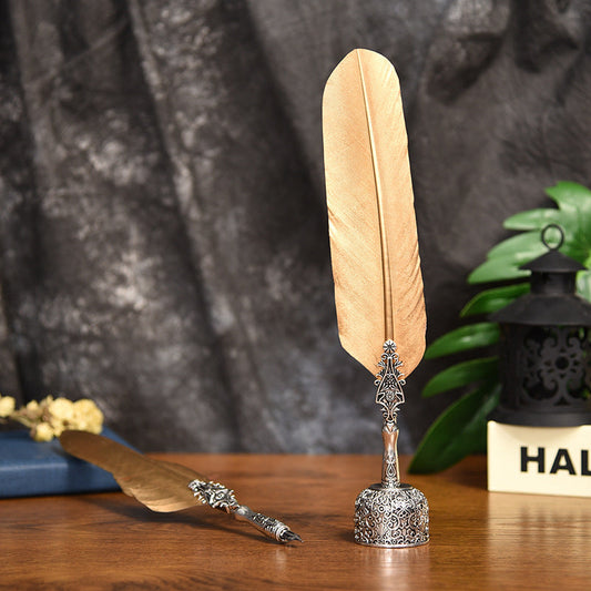 Vintage Veren Pen Set - Luxe Geschenkdoos, Roestvrij Staal