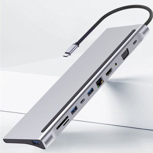 Snelle 11-in-1 USB-C laptop docking station met HDMI, Ethernet en SD-kaartlezer