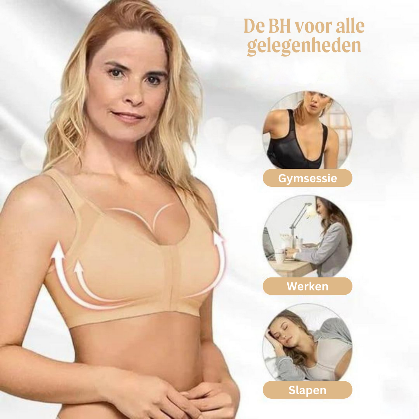 FlexiPosture | Comfortabele Houdingscorrigerende Beha in Wit/Zwart/Beige