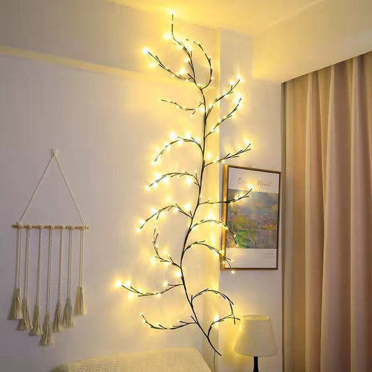 Flexibele LED Wilgentakken Slinger Verlichting – Warm Wit – Set van 2 – 144 Lampjes