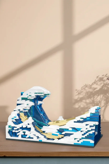 ArtBlocks Bouwset - Decoratief Kunstobject 3D Mozaïek Bouwwerk - Kanagawa Golven of Sterrennacht