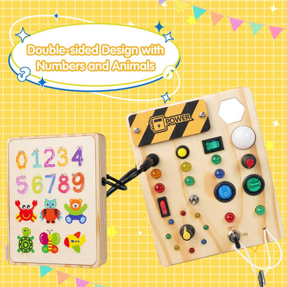 Montessori activiteitenspeelbord met LED-lichten en schakelaars voor kinderen