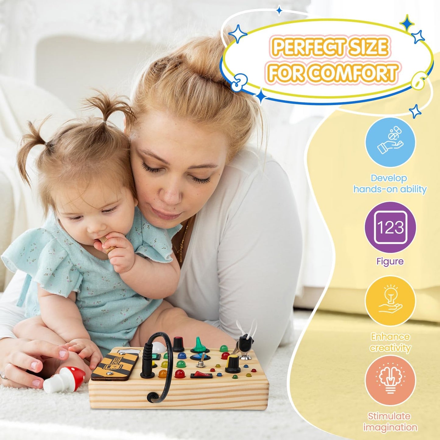 Montessori activiteitenspeelbord met LED-lichten en schakelaars voor kinderen
