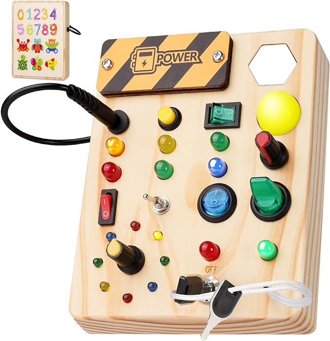 Montessori activiteitenspeelbord met LED-lichten en schakelaars voor kinderen