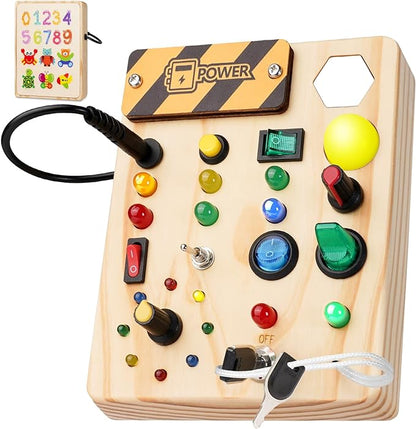 Montessori activiteitenspeelbord met LED-lichten en schakelaars voor kinderen