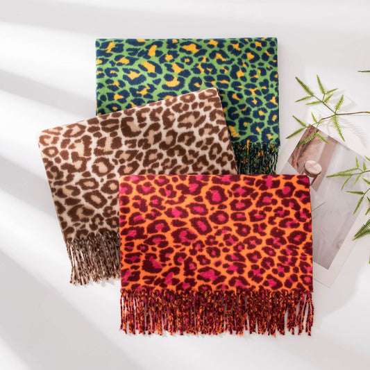 Dames sjaal met luipaardprint – Warm polyester – Retro Europees design