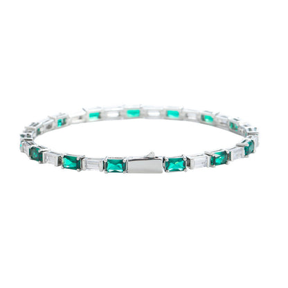 Dames Armband Rechthoekige Zirkonia Groen Geometrisch Design 18-20cm
