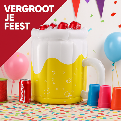 Opblaasbaar Bierglas Koeler - Grote Drankdrijver voor Feest & Zwembad - 45 cm