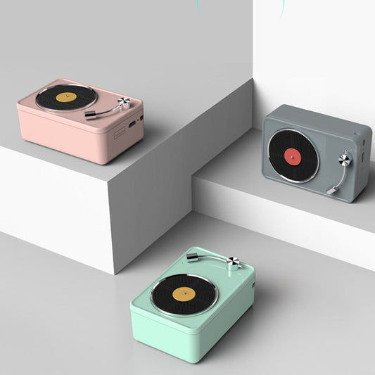 Retro platenspeler Bluetooth speaker - draadloos, compact - vintage design