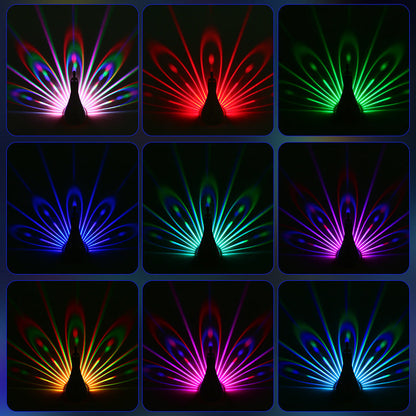 Pauwen Wandlamp – Kleurrijke 3D Nachtlamp met Afstandsbediening en Timer