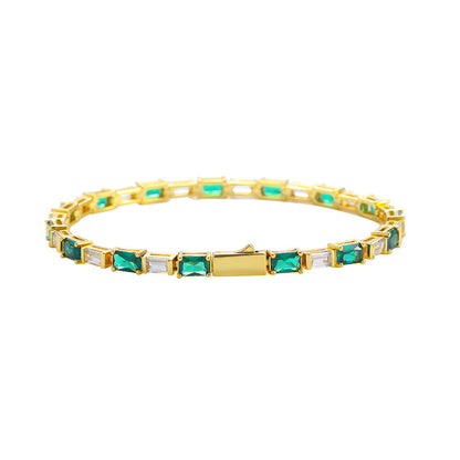 Dames Armband Rechthoekige Zirkonia Groen Geometrisch Design 18-20cm