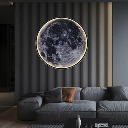 Moderne LED Maan Wandlamp - Minimalistisch Design - Dimbaar - Zwart Metaal