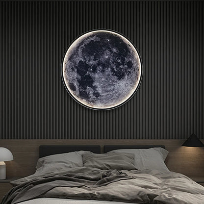 Moderne LED Maan Wandlamp - Minimalistisch Design - Dimbaar - Zwart Metaal