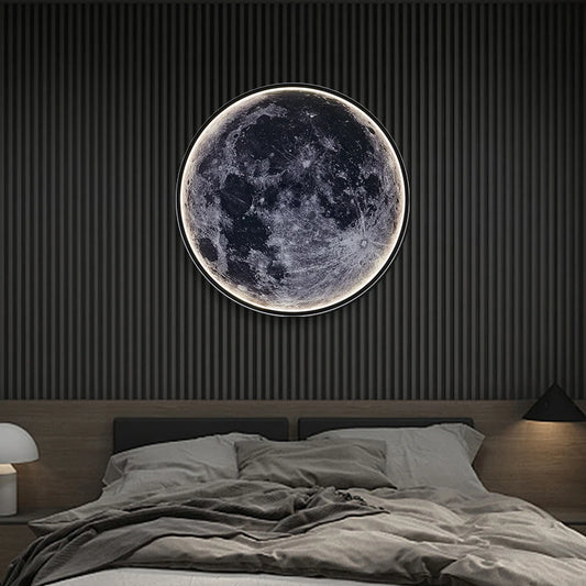 Moderne LED Maan Wandlamp - Minimalistisch Design - Dimbaar - Zwart Metaal