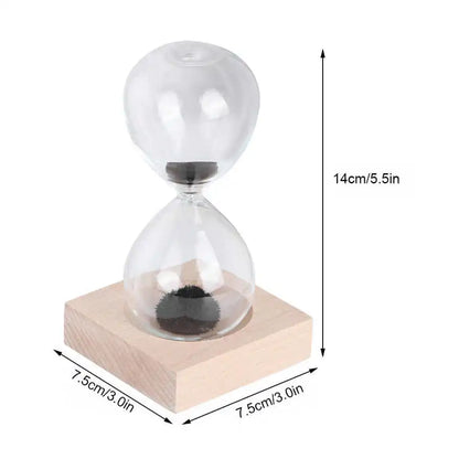 Magnetische Glazen Zandloper met Basis voor op het Bureau – Decoratief Ornament