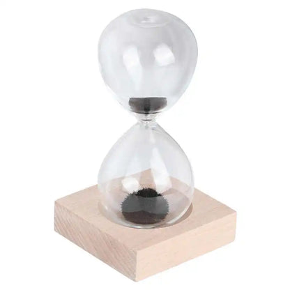 Magnetische Glazen Zandloper met Basis voor op het Bureau – Decoratief Ornament