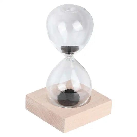 Magnetische Glazen Zandloper met Basis voor op het Bureau – Decoratief Ornament