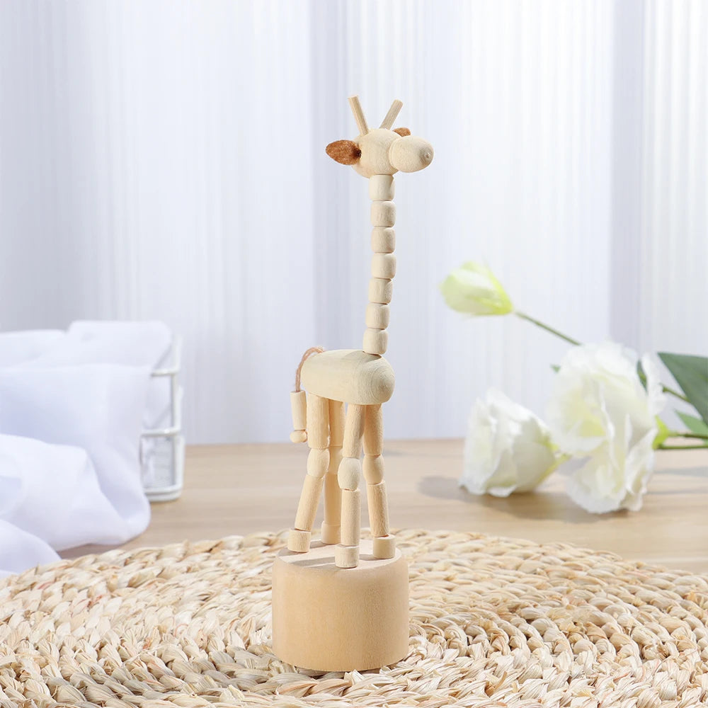 Houten Dieren Beeldje – Miniatuur Beweegbare Poppen Decoratie