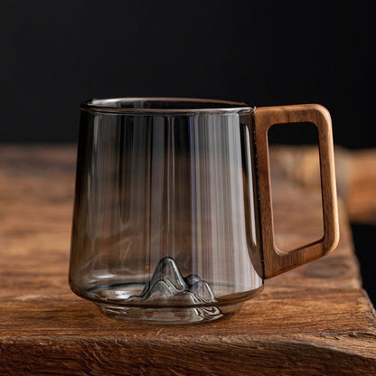 Design Beker van Borosilicaatglas met Houten Handvat - 400 ml Mok - Modern en Stijlvol