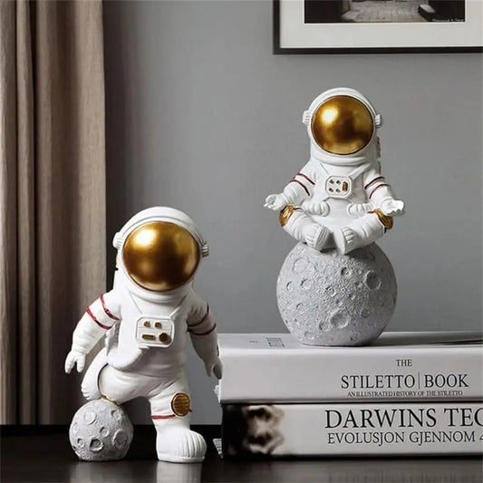 Astronauten Beeldje - Decoratieve Spaceman Maan Beelden