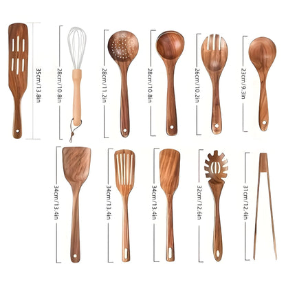 EcoWood Chef – 11-delig Houten Keukengerei Set Bruin