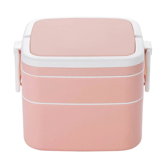 1000ml Draagbare 2-laagse Gezonde Lunchbox voor Magnetron met Bestek