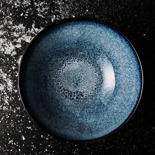 Japanse Keramische Ramen Kom - Retro Blauw Onderglazuur - Grote Soep en Salade Kom