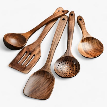 EcoWood Chef – 11-delig Houten Keukengerei Set Bruin