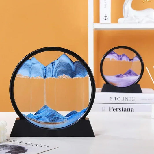 3D Bewegend Zandkunst Schilderij Rond Glas Zandlandschap Uurglas Decoratie