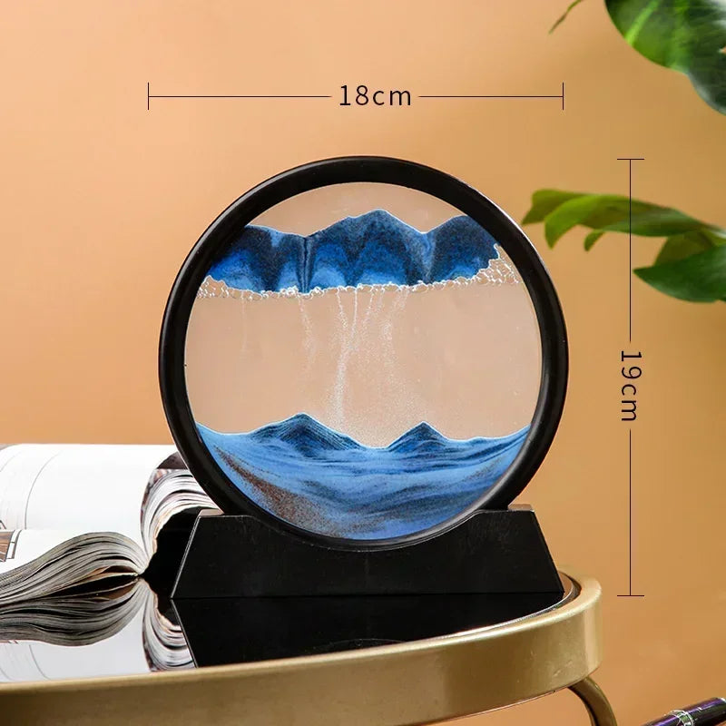 3D Bewegend Zandkunst Schilderij Rond Glas Zandlandschap Uurglas Decoratie