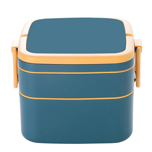 1000ml Draagbare 2-laagse Gezonde Lunchbox voor Magnetron met Bestek