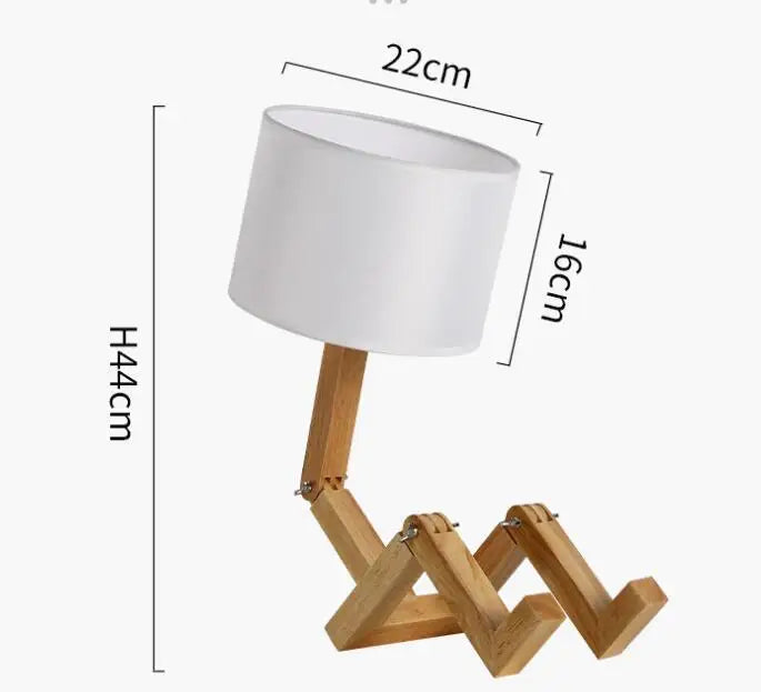 Houten Lamp - Moderne Scandinavische Bureaulamp met Stoffen Kap