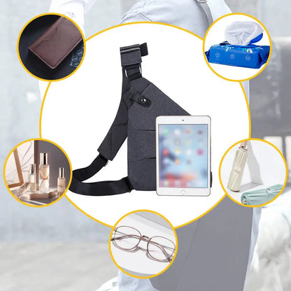 UrbanGuard Schoudertas – Slimme Anti-Diefstal Tas voor Reizen, Wandelen & Dagelijks Gebruik – Zwart/Zilvergrijs