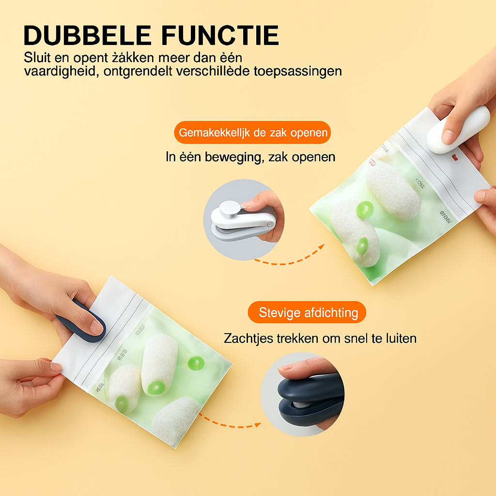 Zak Sealer - USB Oplaadbaar - Handmatige Vacuüm Sealmachine met Snijfunctie