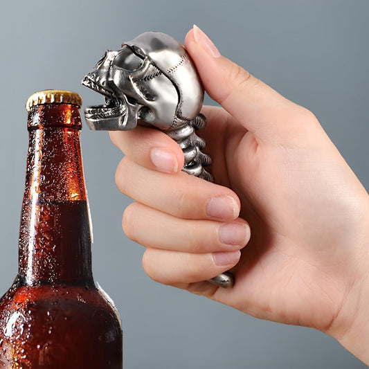 Stoere Schedel Flesopener - Antiek Design - Roestvrij Staal - Uniek Keukengadget