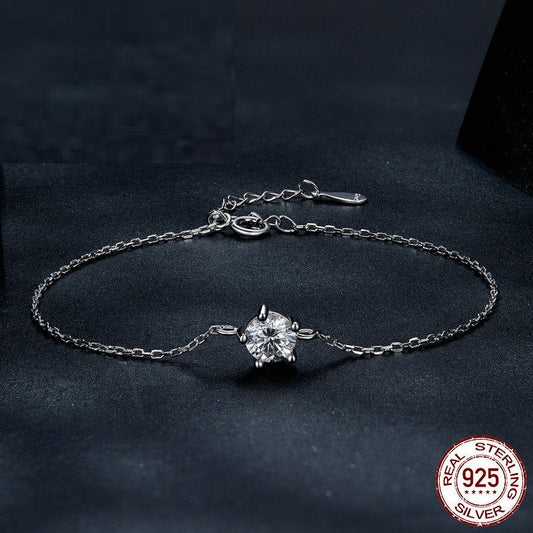 Dames Armband Zilver 925 met Moissaniet - Luxe Klauwzetting - Elegant Design