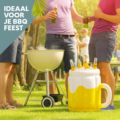 Opblaasbaar Bierglas Koeler - Grote Drankdrijver voor Feest & Zwembad - 45 cm