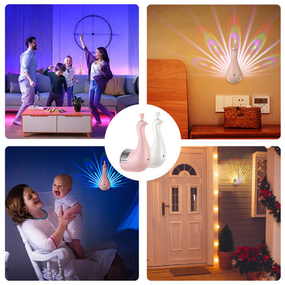 Pauwen Wandlamp – Kleurrijke 3D Nachtlamp met Afstandsbediening en Timer