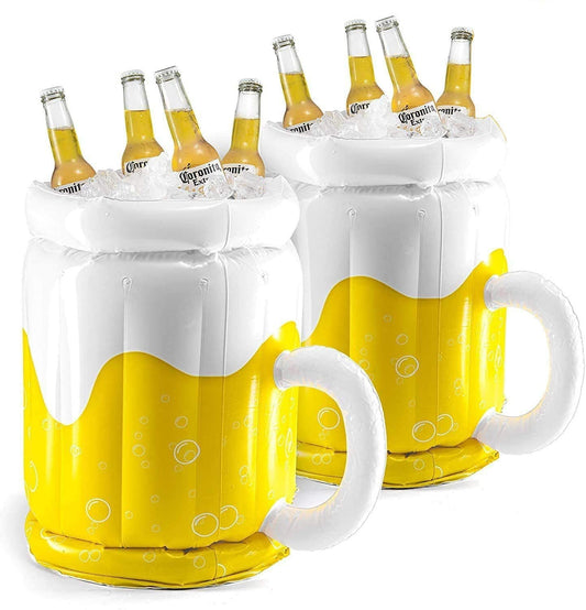 Opblaasbaar Bierglas Koeler - Grote Drankdrijver voor Feest & Zwembad - 45 cm