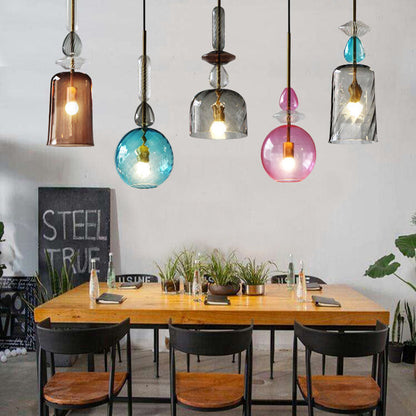 Glazen hanglamp bar - kleurrijk design - LED - verstelbare hoogte - modern